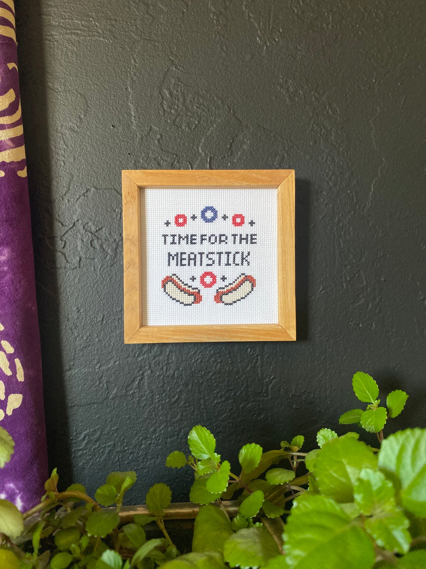 Meatstick Framed Cross Stitch Art