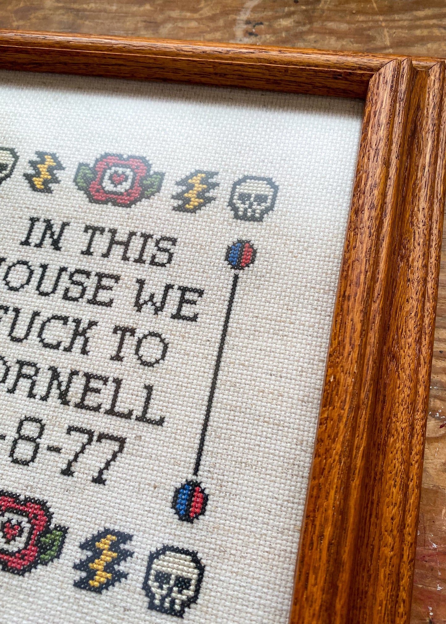 Cornell 77 Finished Framed Cross Stitch Art