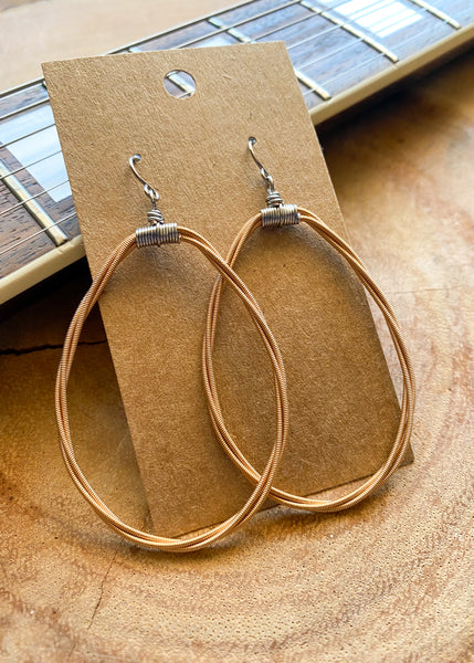 Teardrop Copper Acoustic Guitar String Earrings