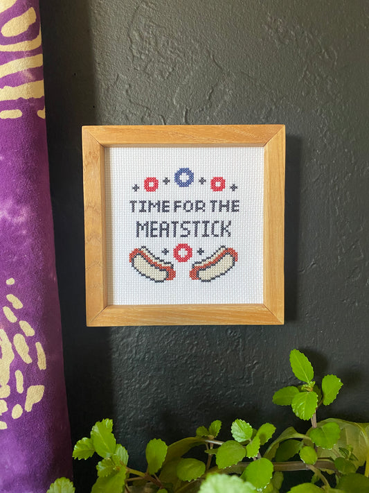 Meatstick Framed Cross Stitch Art