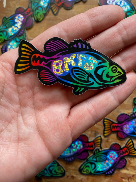 BMFS Rainbow Glitter Bass Sticker