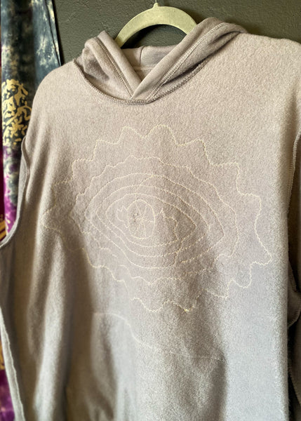 X LARGE Upcycled Doily Grey Pullover Hoodie