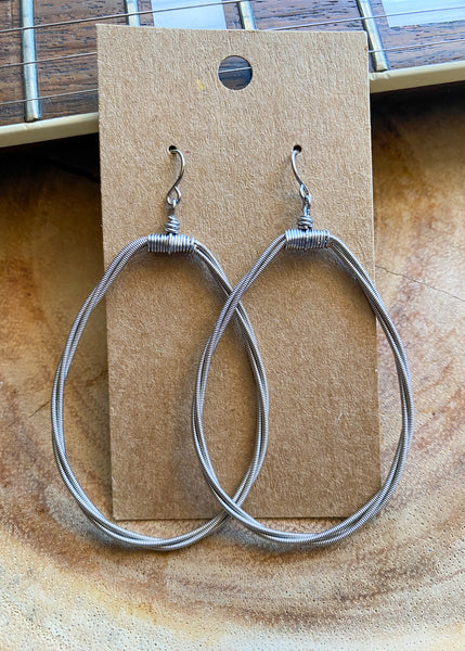 Teardrop Silver Color Guitar String Earrings