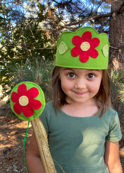 Red Daisy Felt Crown and Wand
