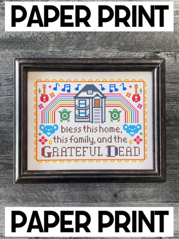 Sampler Style Bless The Grateful Dead Cross Stitch Art Print