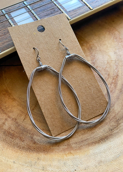 Teardrop Silver Color Guitar String Earrings