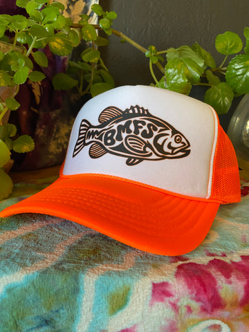 Billy MF Strings Neon Orange Bass Trucker Hat