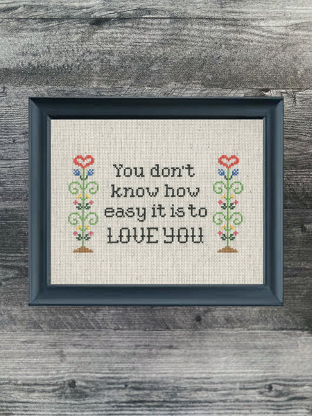 Easy to Love You Cross Stitch Paper Art Print