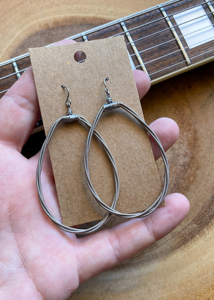 Teardrop Silver Color Guitar String Earrings