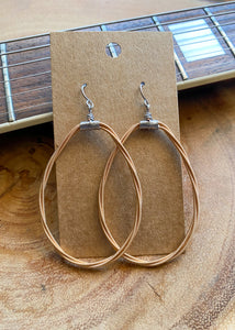 Teardrop Copper Acoustic Guitar String Earrings
