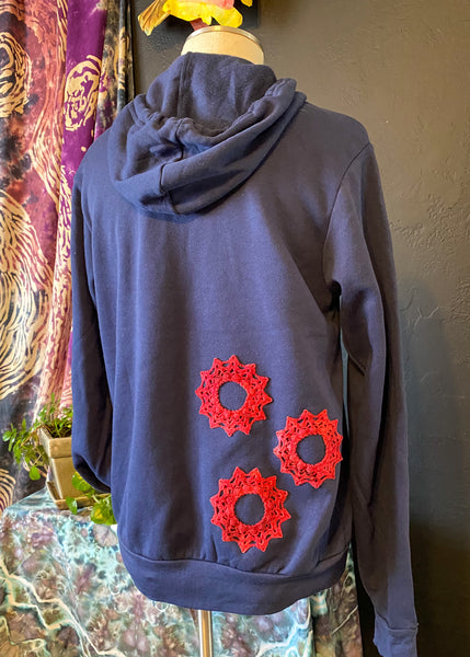 MEDIUM Upcycled Donut Doily Phish Zip Up Hoodie - 4 Donuts