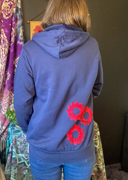 MEDIUM Upcycled Donut Doily Phish Zip Up Hoodie - 4 Donuts