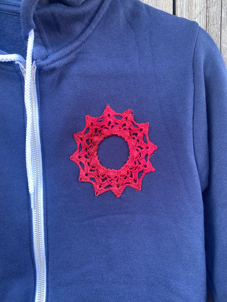 SMALL Upcycled Donut Doily Phish Zip Up Hoodie - 4 Donuts