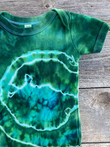 6-12 Month Christmas Green Tie Dye Baby Bodysuit Shirt