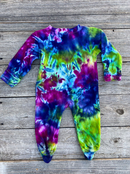 3-6 Month Zipper Tie Dye Baby Lounger Electric Magenta