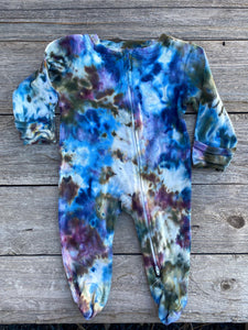 3-6 Month Zipper Tie Dye Baby Lounger Sage Blue