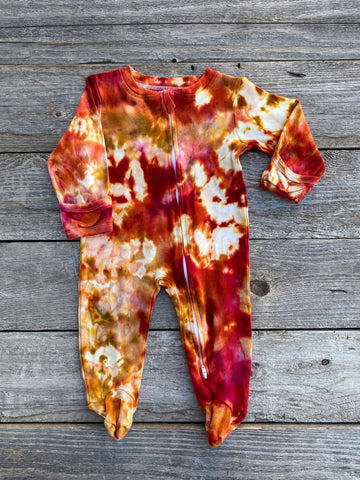 3-6 Month Zipper Tie Dye Baby Lounger Earthy Fire Reds