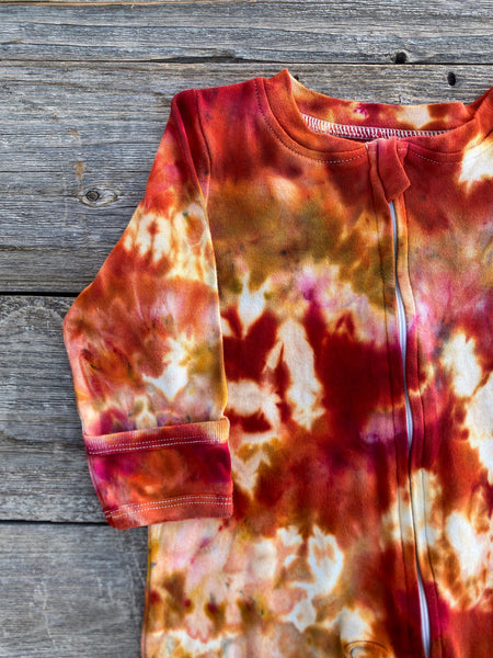 3-6 Month Zipper Tie Dye Baby Lounger Earthy Fire Reds