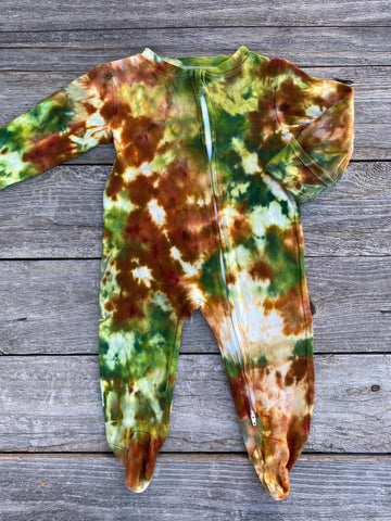 6-12 Month Zipper Tie Dye Baby Lounger Bronze Forest