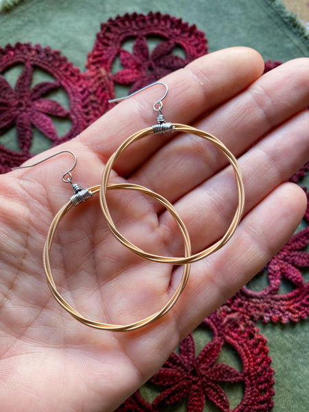 Copper Guitar String Hoop Earrings