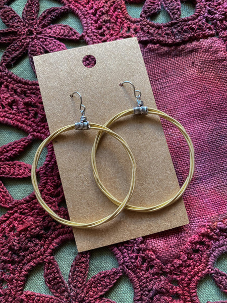 Gold Guitar String Hoop Earrings