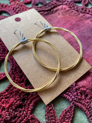 Gold Guitar String Hoop Earrings