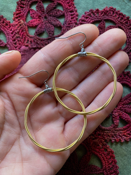 Gold Guitar String Hoop Earrings