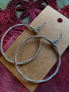 Silver Guitar String Hoop Earrings