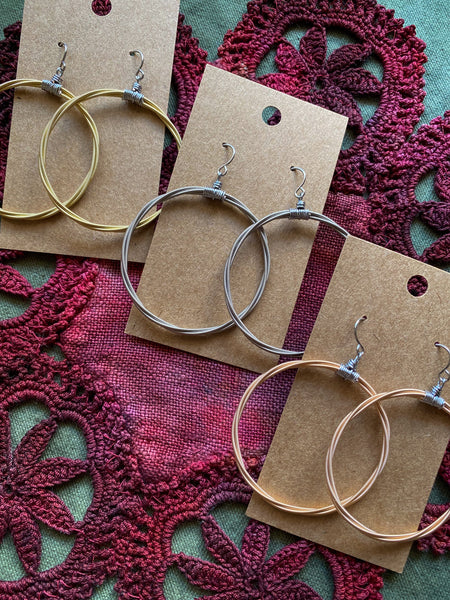 Gold Guitar String Hoop Earrings