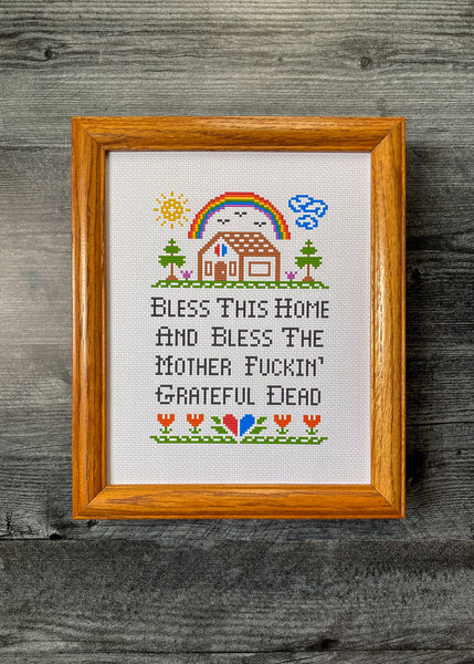 Bless This Grateful Dead Home Cross Stitch Paper Art Print