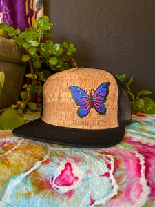 Peacock Butterfly Cork Flat Brim Hat