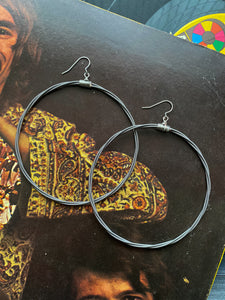 Jumbo Silver Guitar String Hoop Earrings